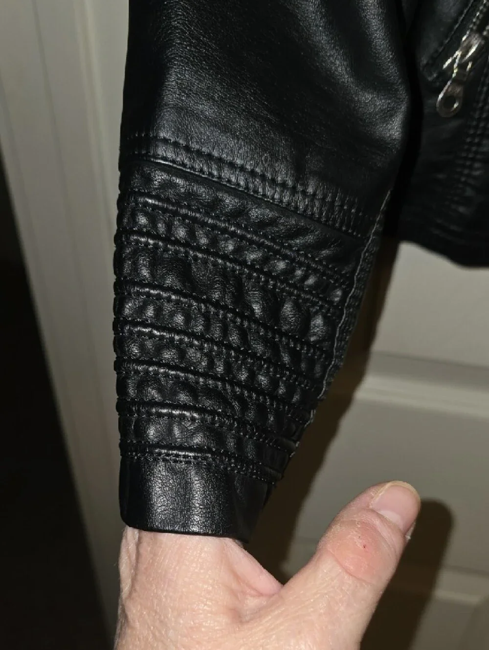 Women's Black Faux Leather Moto Jacket with Zip Pockets